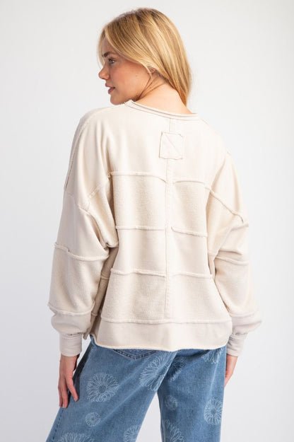 Brushed Terry Knit Mineral Wash Pullover