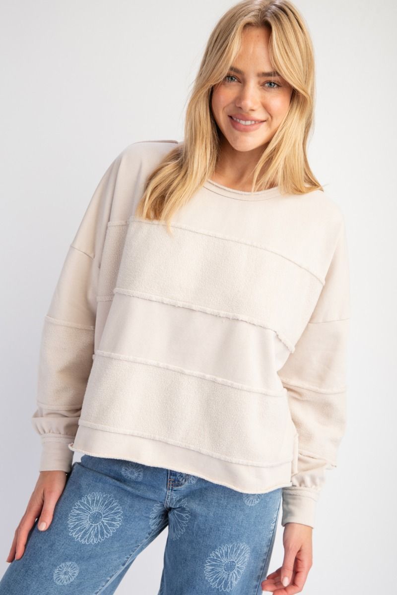 Brushed Terry Knit Mineral Wash Pullover