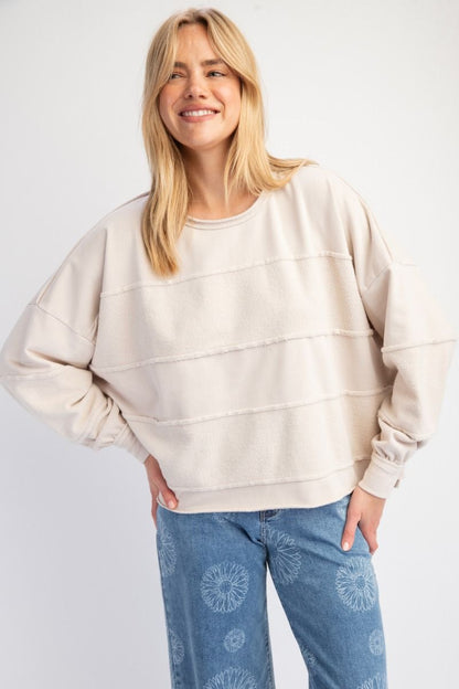 Brushed Terry Knit Mineral Wash Pullover