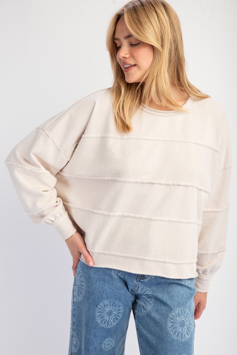 Brushed Terry Knit Mineral Wash Pullover