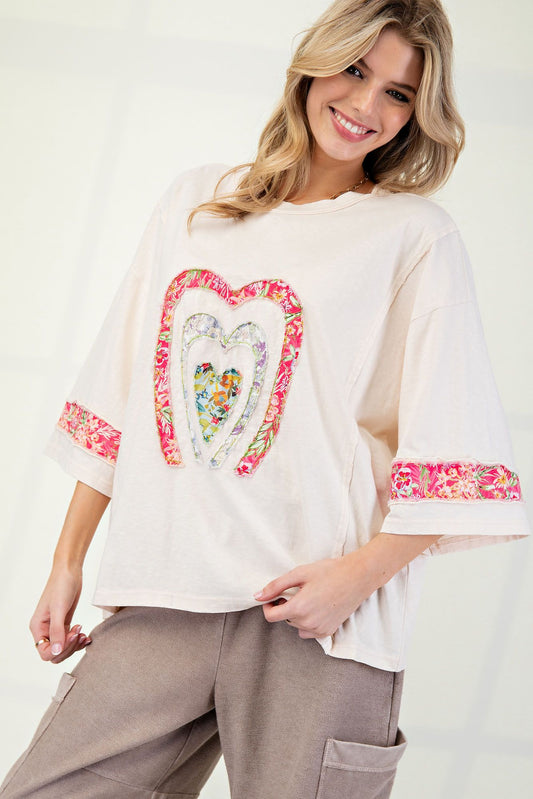 Heart Patch Cotton Top