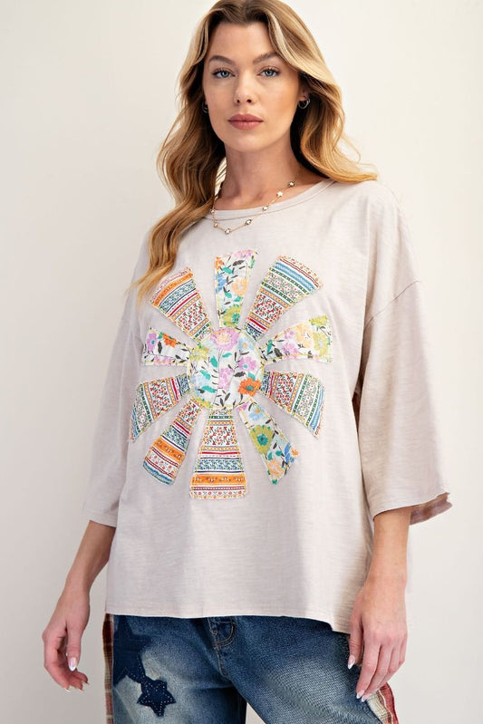 Sun Patchwork Mineral Washed Top