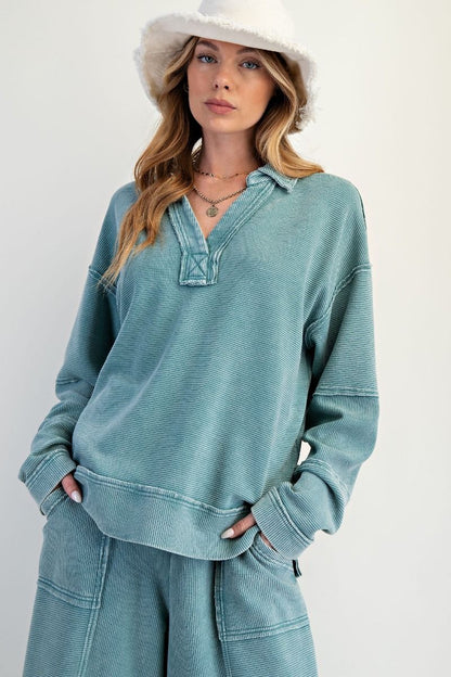 Textured Thermal Washed Pullover