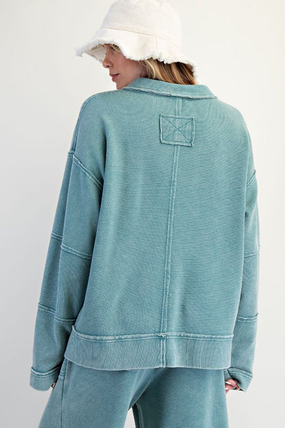 Textured Thermal Washed Pullover