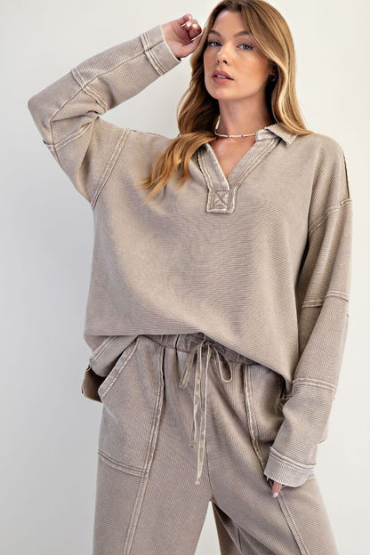 Textured Thermal Washed Pullover
