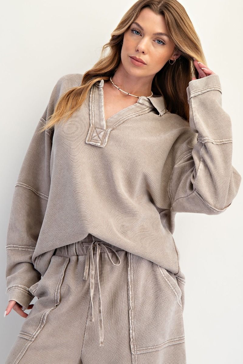 Textured Thermal Washed Pullover