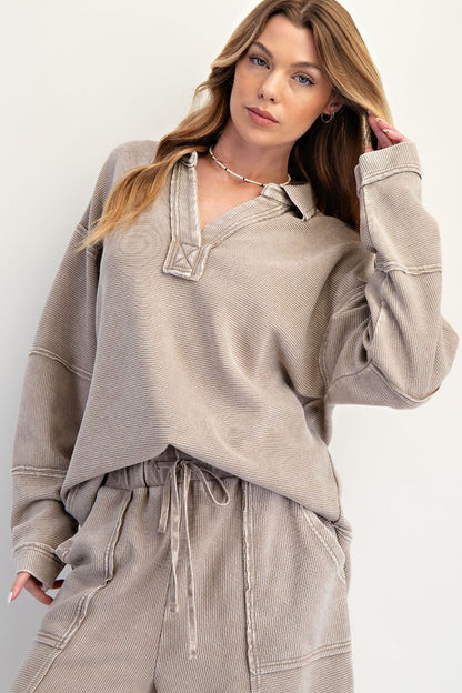 Textured Thermal Washed Pullover