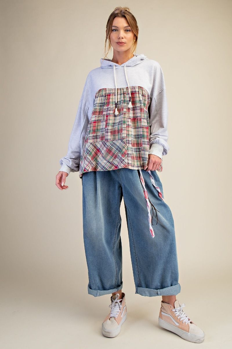 Plaid Terry Knit Hoodie