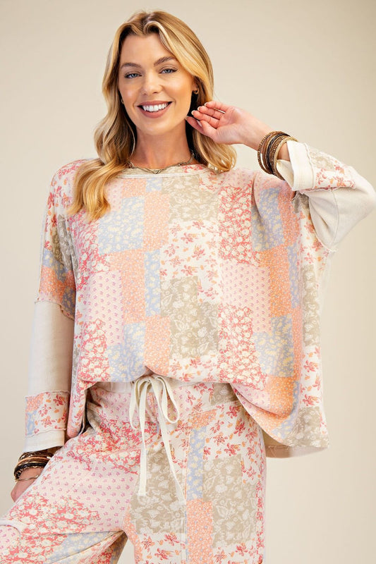 Patchwork Wide Sleeve Pullover