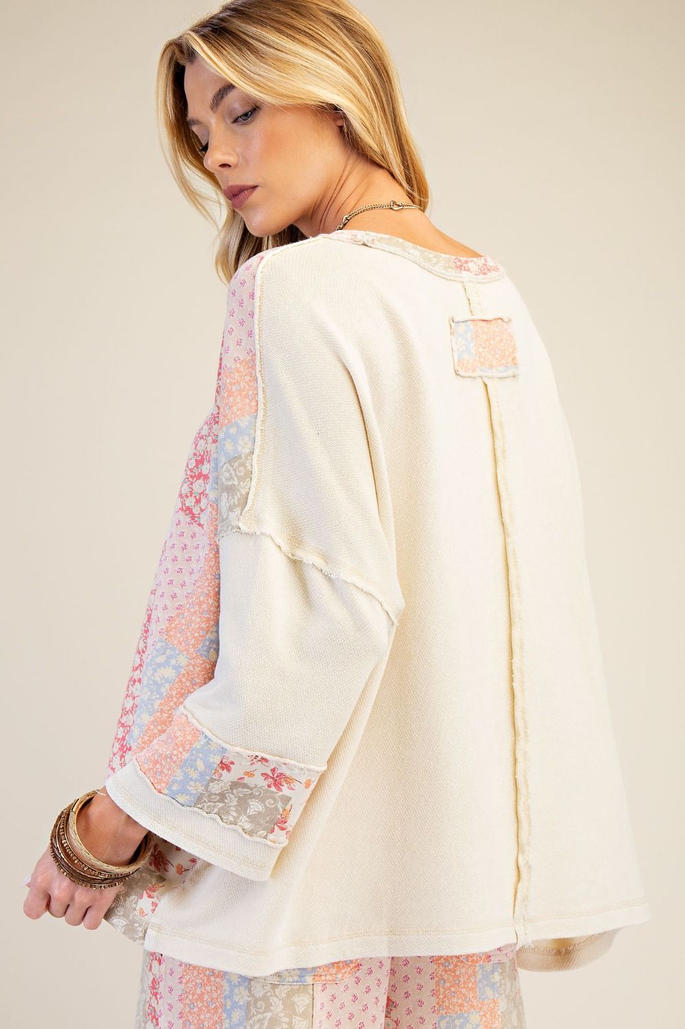 Patchwork Wide Sleeve Pullover