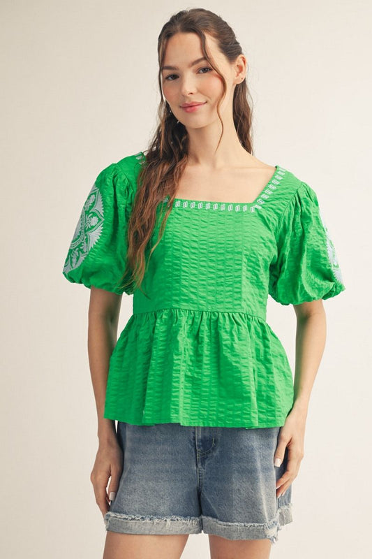 Square Neck Peplum Top