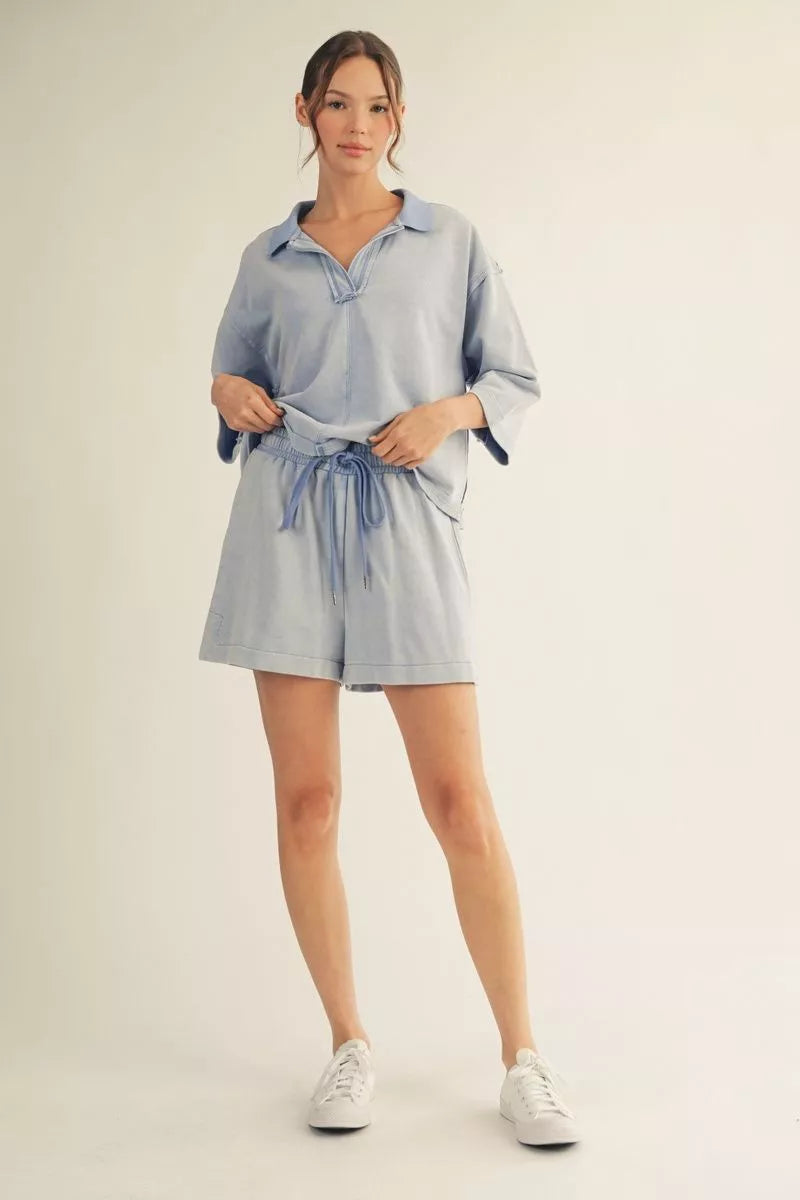 Raw Edge Drawstring Shorts