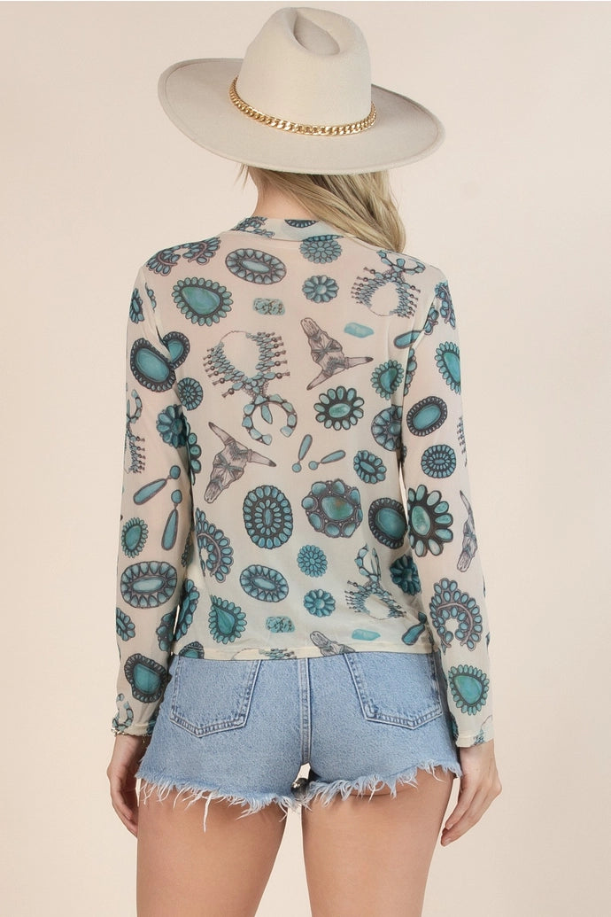 Mesh Long Sleeve Top