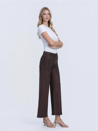 High Rise Chicory Coffee Wide Leg