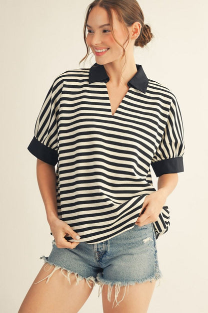 Thermo Stripe Pullover Top
