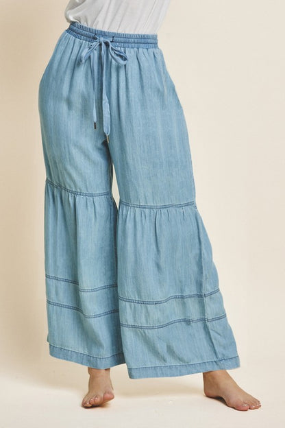 Denim Tiered Wide Leg