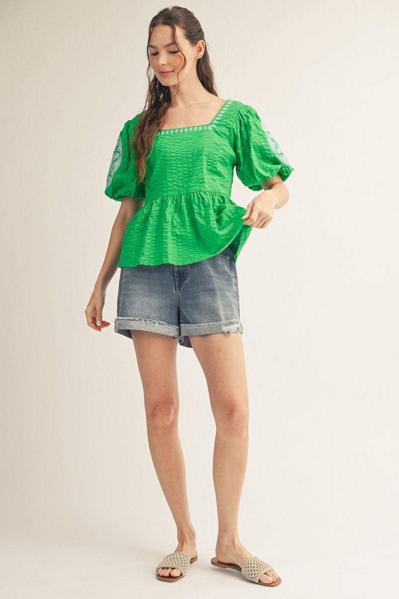 Square Neck Peplum Top