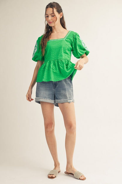 Square Neck Peplum Top