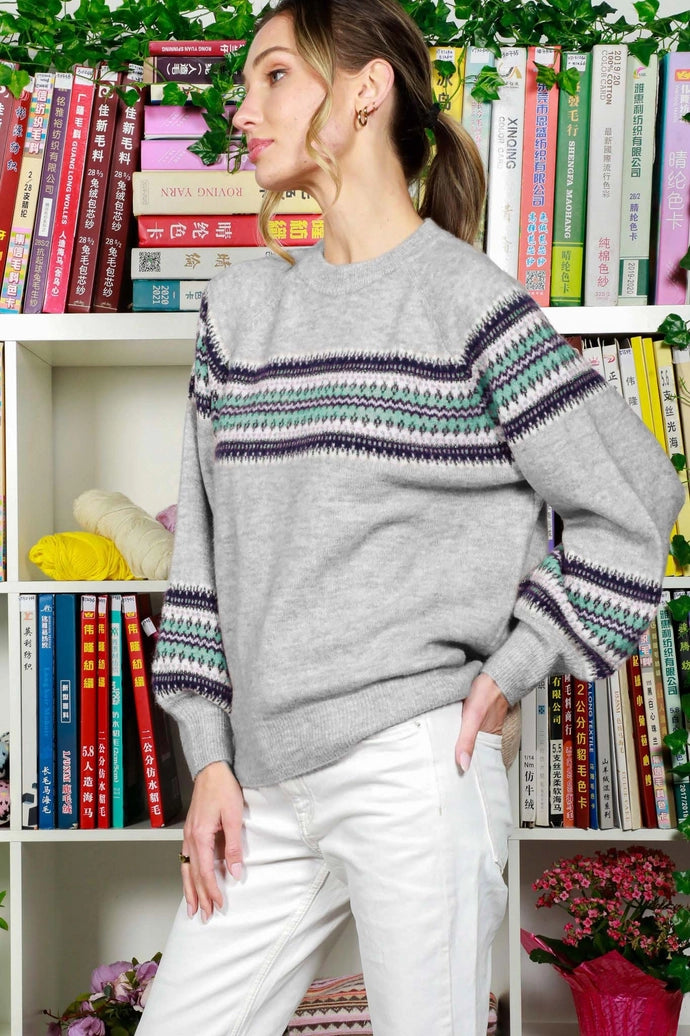 Crew Neck Stripe Sweater