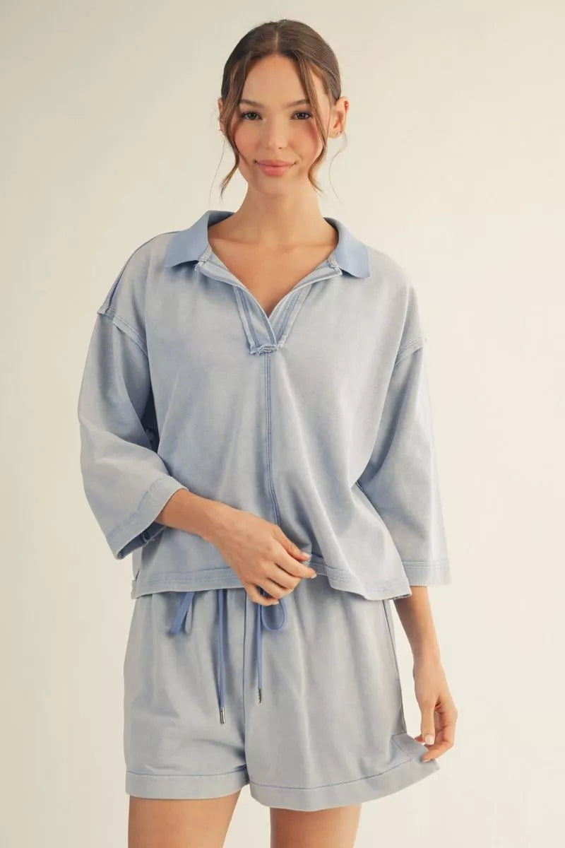 Raw Edge Drawstring Shorts