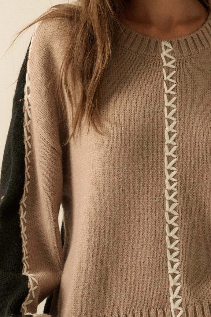 Colorblock Loose-Fit Sweater