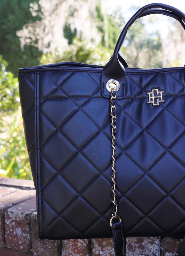 Melissa Tote Bag in Black Quilted