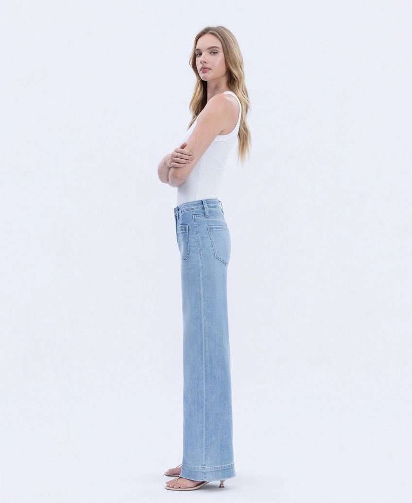 High Rise Wide Leg Trouser in Light Wash