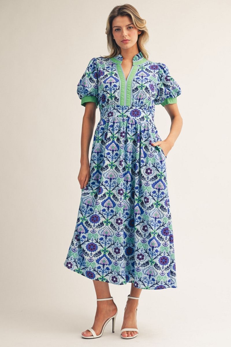 Short Sleeve Boho Midi