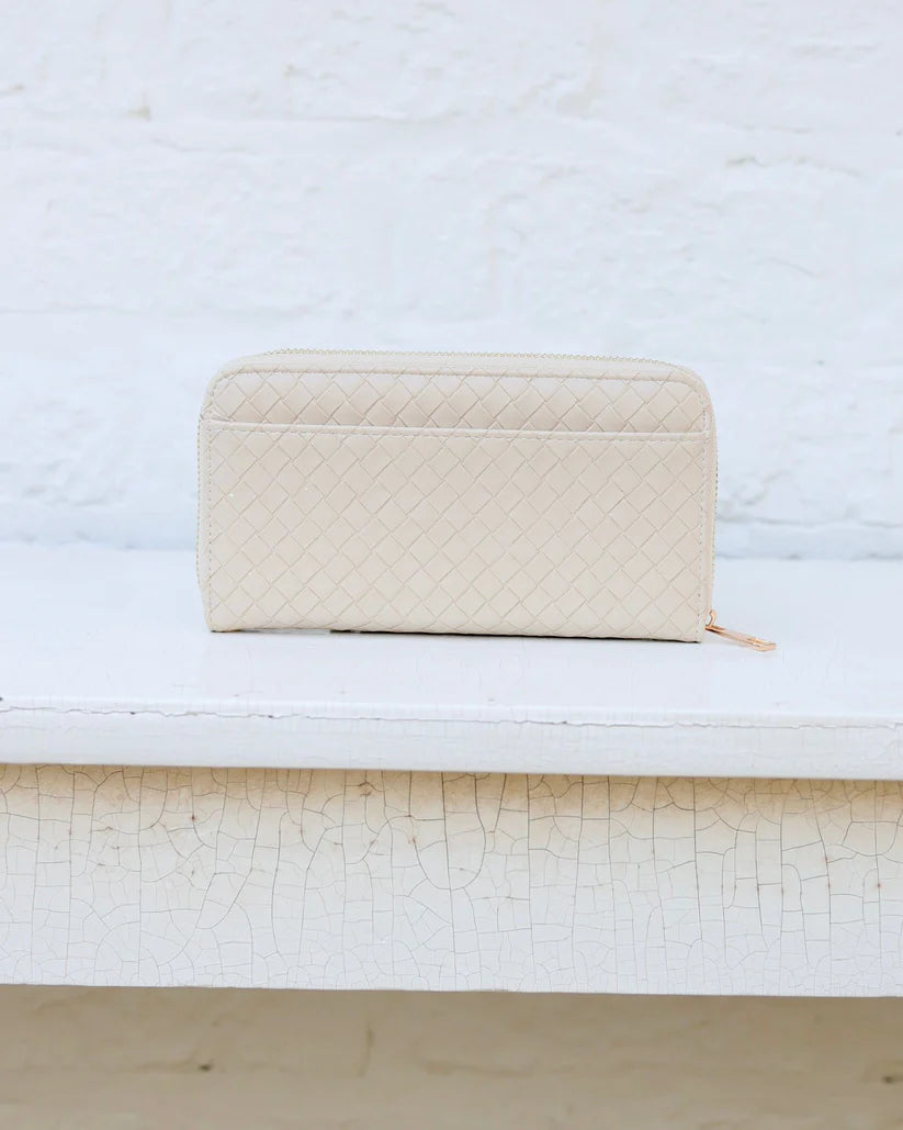 Penelope Wallet in Woven Almond