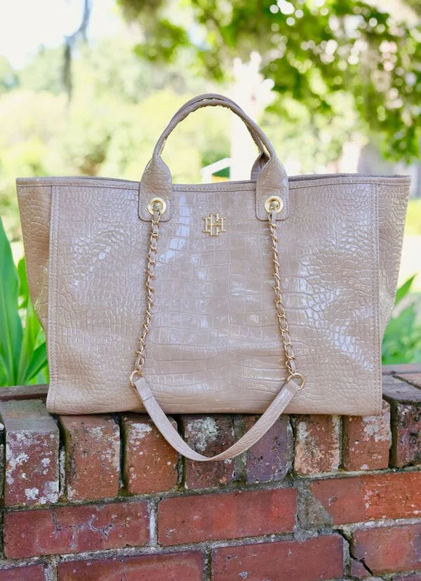 Melissa Tote Bag in Taupe Patent