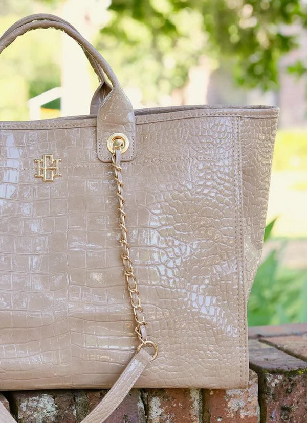 Melissa Tote Bag in Taupe Patent