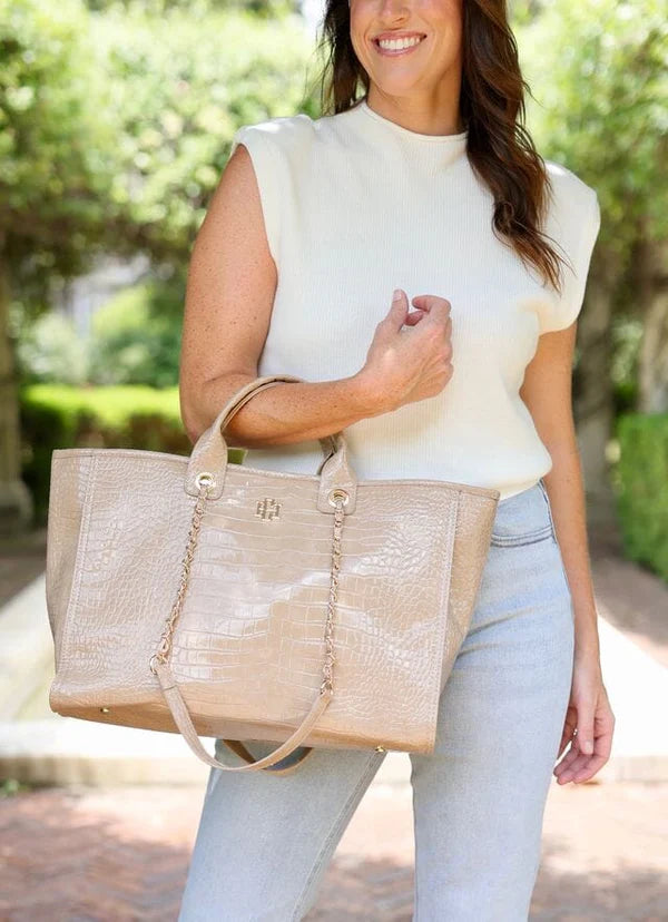 Melissa Tote Bag in Taupe Patent