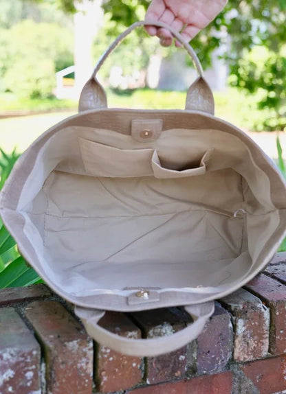 Melissa Tote Bag in Taupe Patent