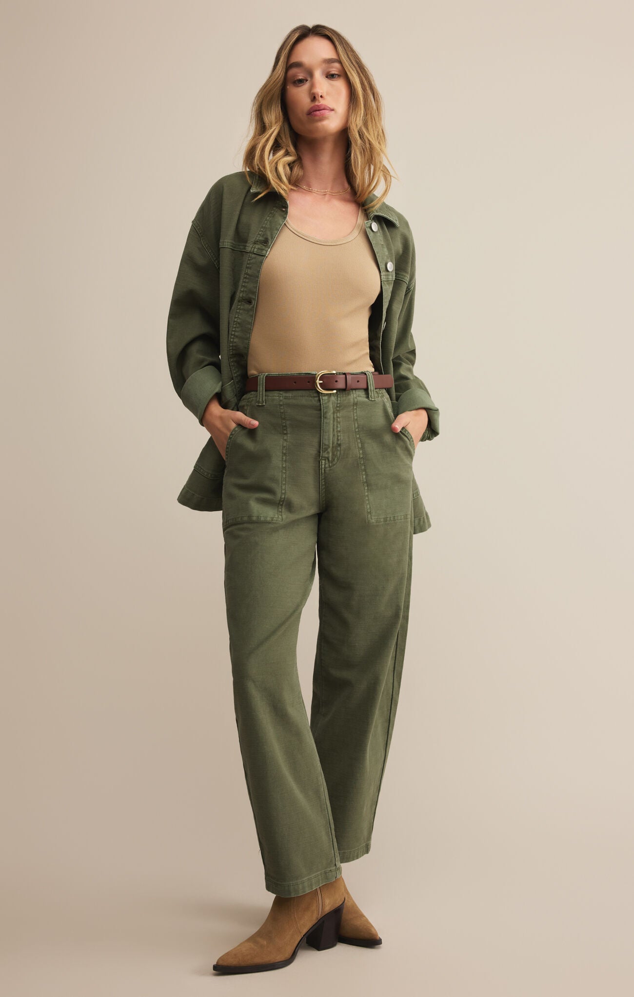 Olive Twill Pants