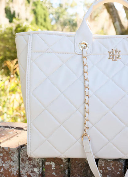 Melissa Tote Bag in Cream Quilted