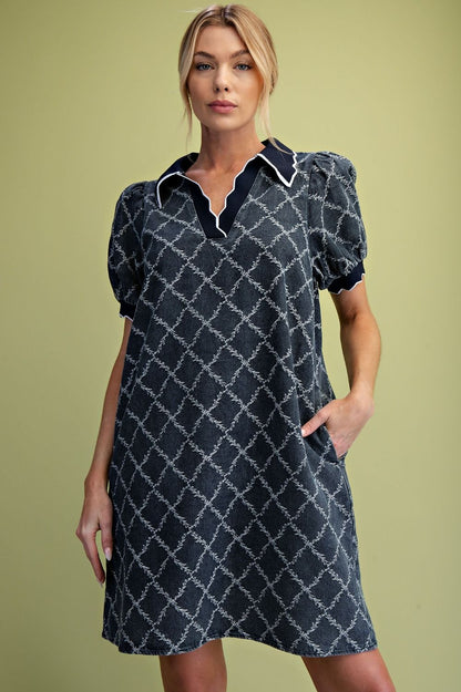 Washed Diamond Denim Dress