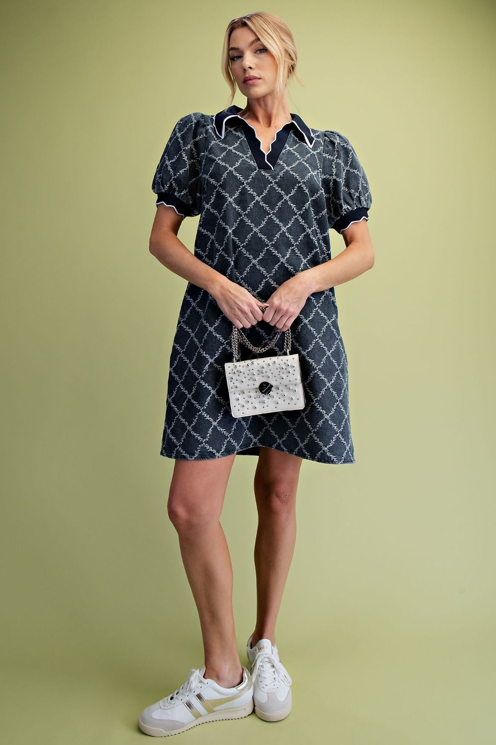 Washed Diamond Denim Dress