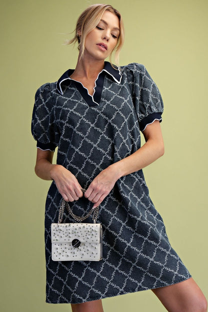 Washed Diamond Denim Dress