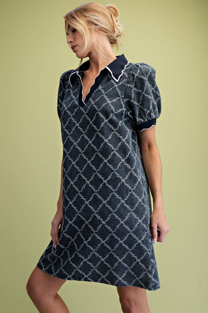 Washed Diamond Denim Dress