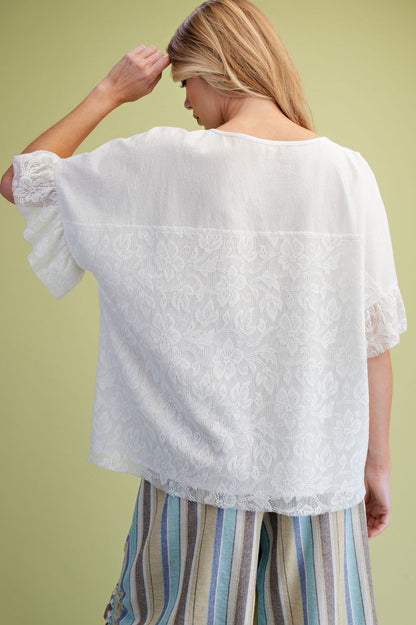 Lightweight Lace Woven Top