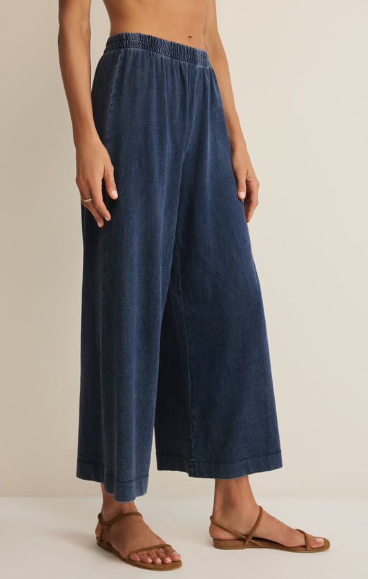 Scout Jersey Crop Flare Pant in Indigo