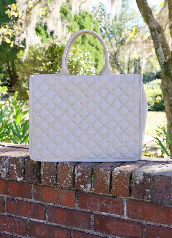 Niall Tote in Nude Quilted DQ