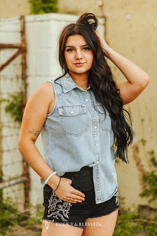 Vintage Acid Wash Denim Shirt