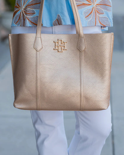 Heath Tote Bag in Woven Gold