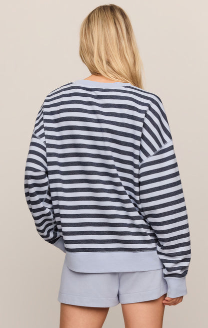 Everyday French Terry Striped Crew in Eclipse