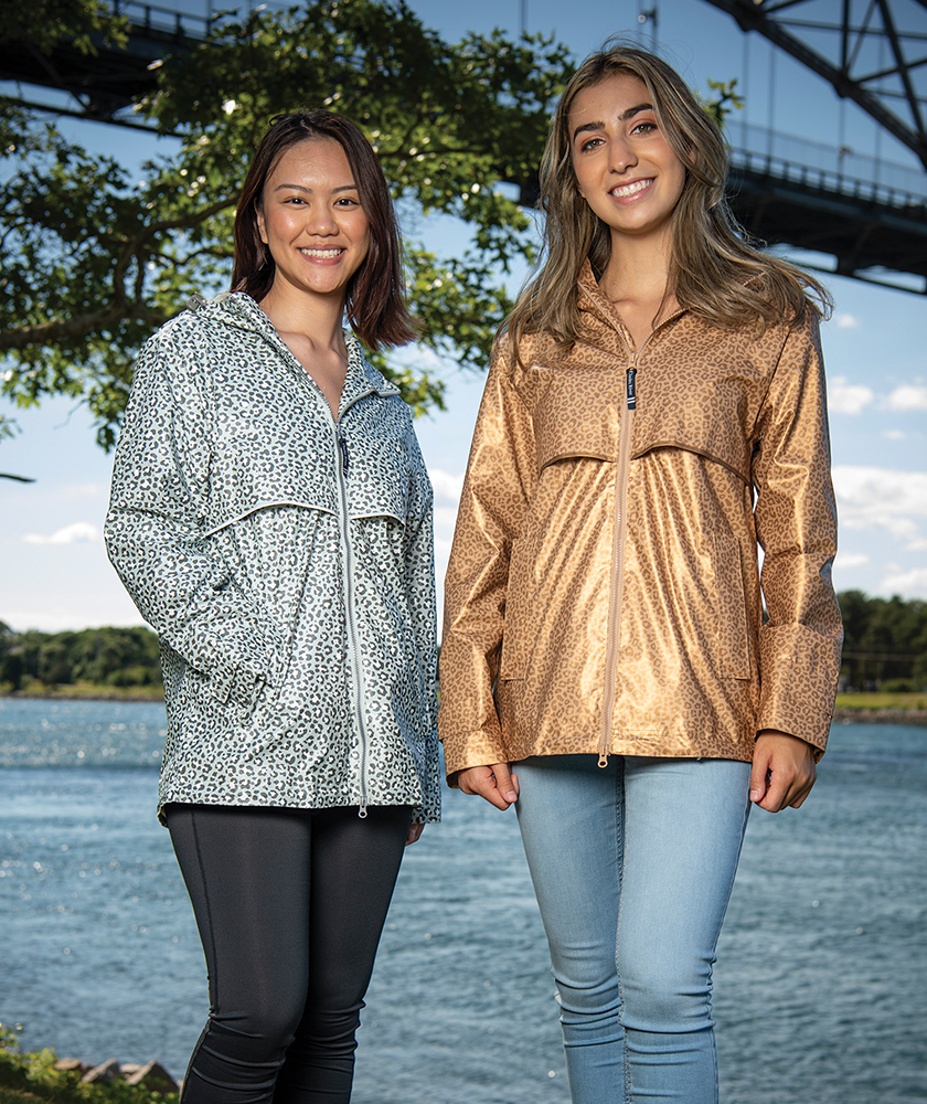 Charles River Women's New Englander Rain Jacket-Gold Leopard