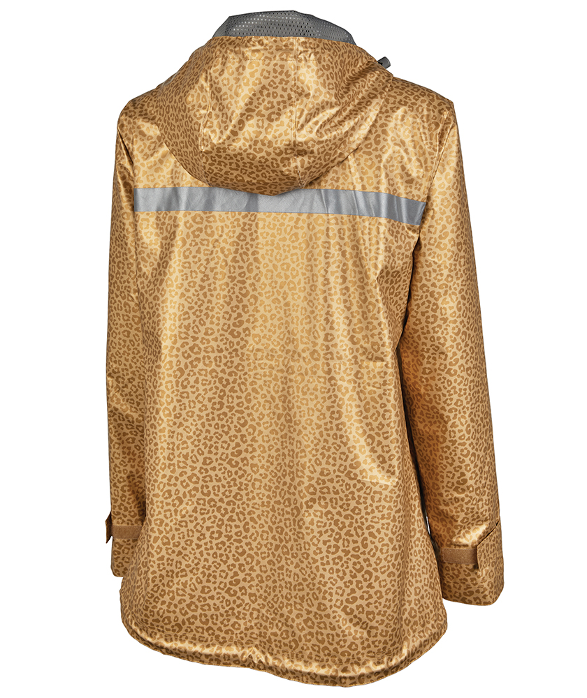 Charles River Women's New Englander Rain Jacket-Gold Leopard